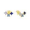 Close-Out-92279<br>ear stud 3 square curve w/ blue hued CZ's .925 GP - Thumbnail Image 1