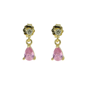 Close-Out-92280<br>ear stud drop pink teardrop .925 GP