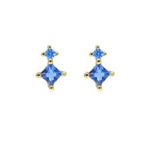 Close-Out-92281<br>ear stud blue diamond shape CZ.s  .925  GP