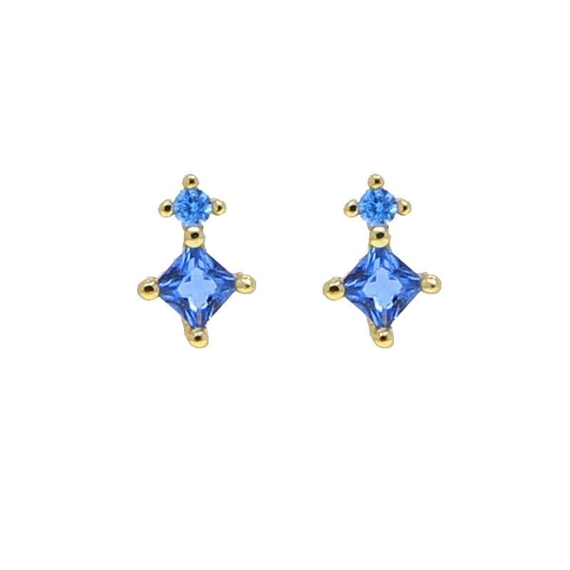 Close-Out-92281<br>ear stud blue diamond shape CZ.s .925 GP - Image 1