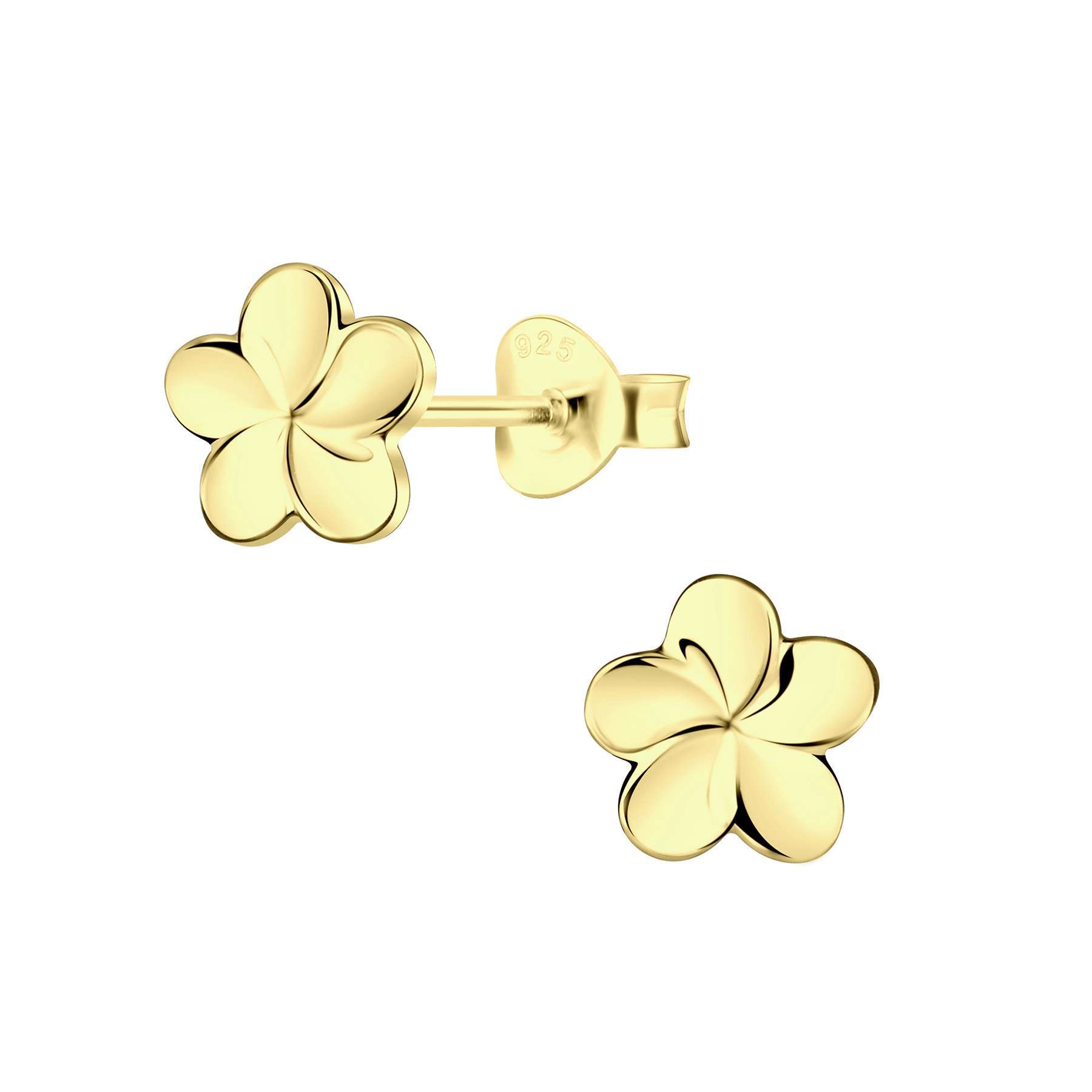 92284<br>ear stud 8mm Plumeria flower  .925 GP  E-coat - Image 1