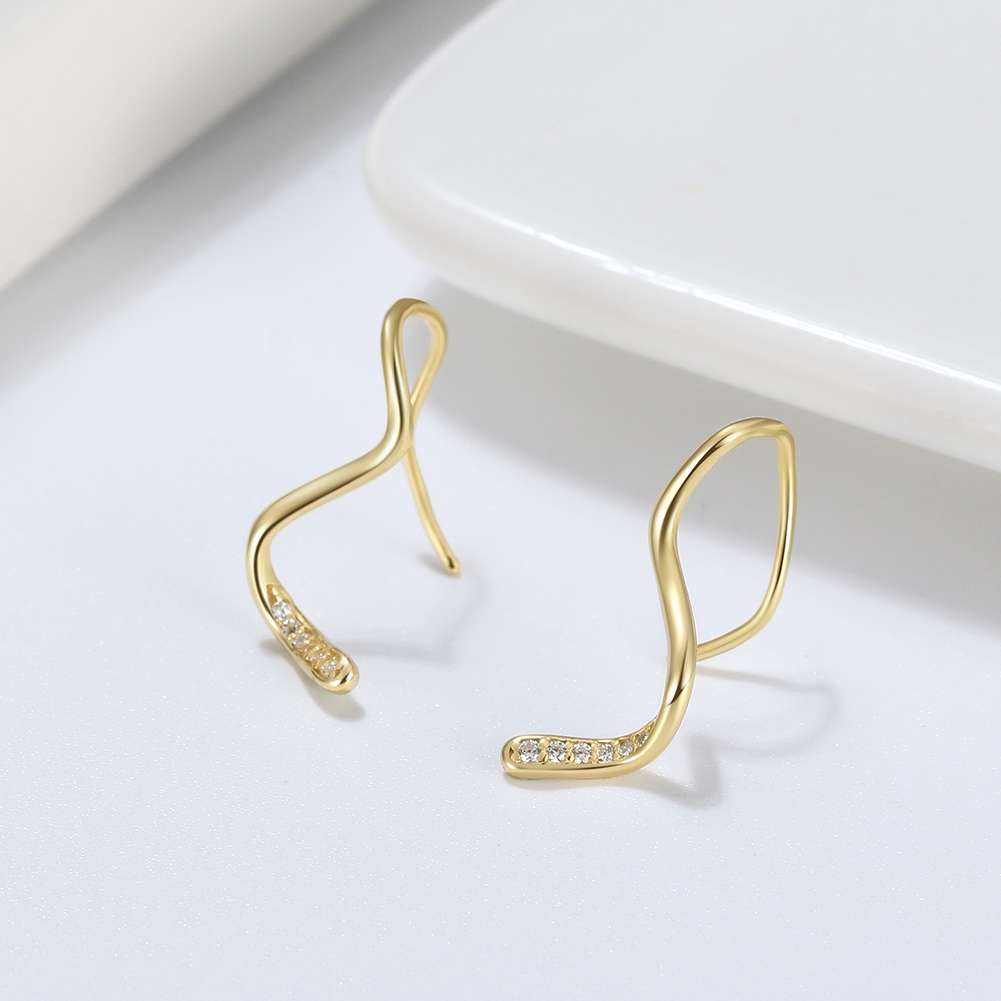 Close-Out-92291<br>earring twist on long wire w/ CZ's .925 GB - Image 2