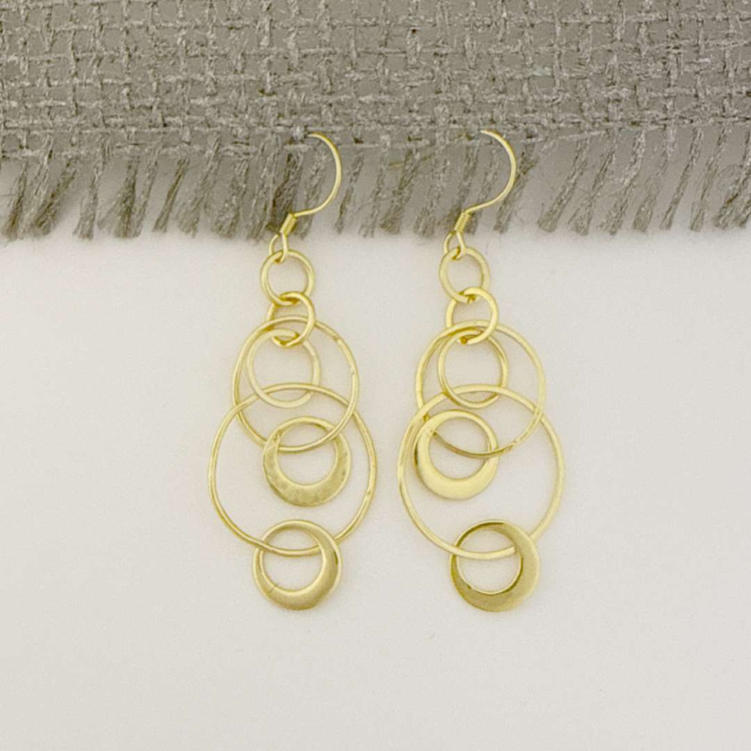 92295<br>earring dangle interlocked various sized hoops .925 GP - Image 2