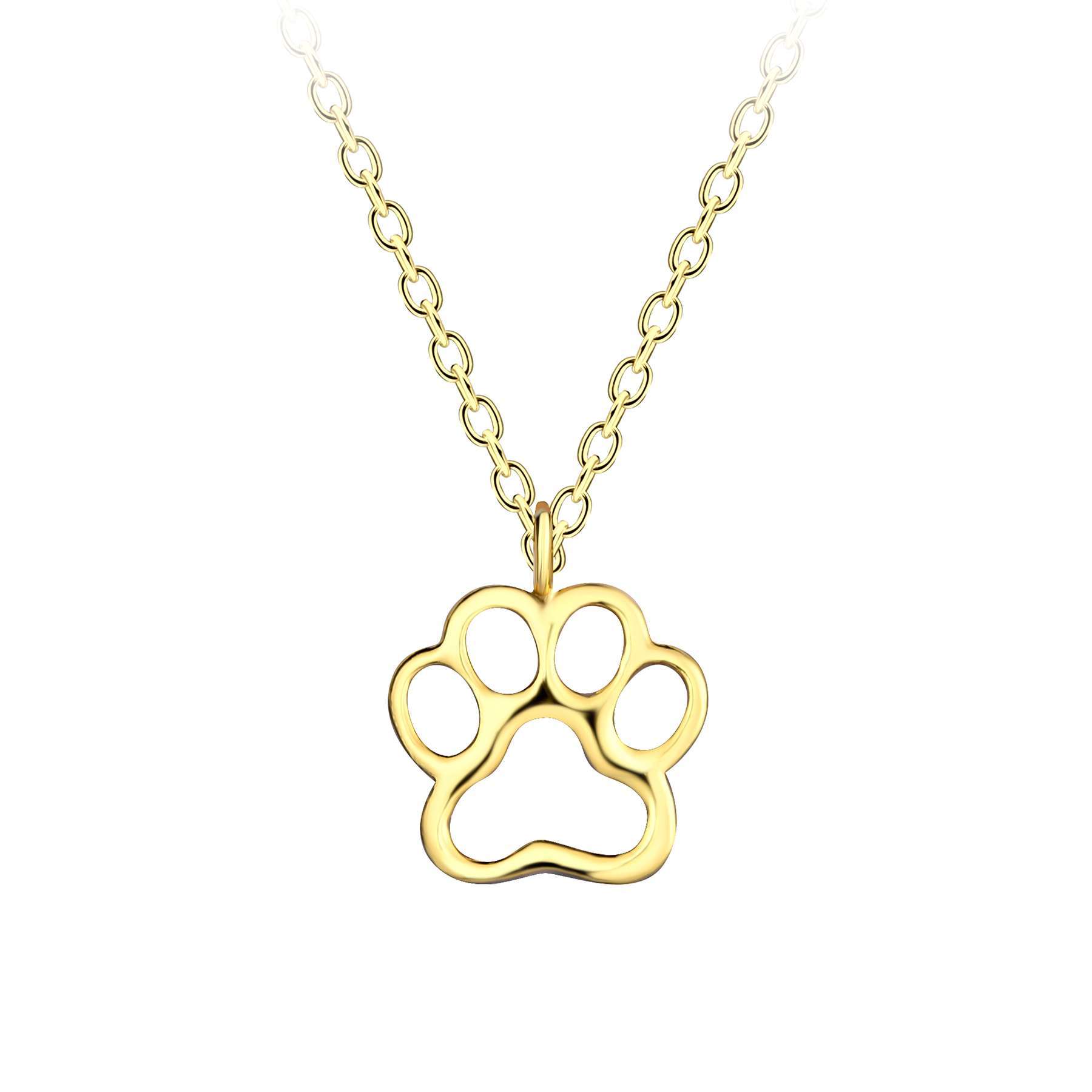 95287<br>necklace 9x9 pawprint 18" chain .925 14k GP E-coat - Image 1
