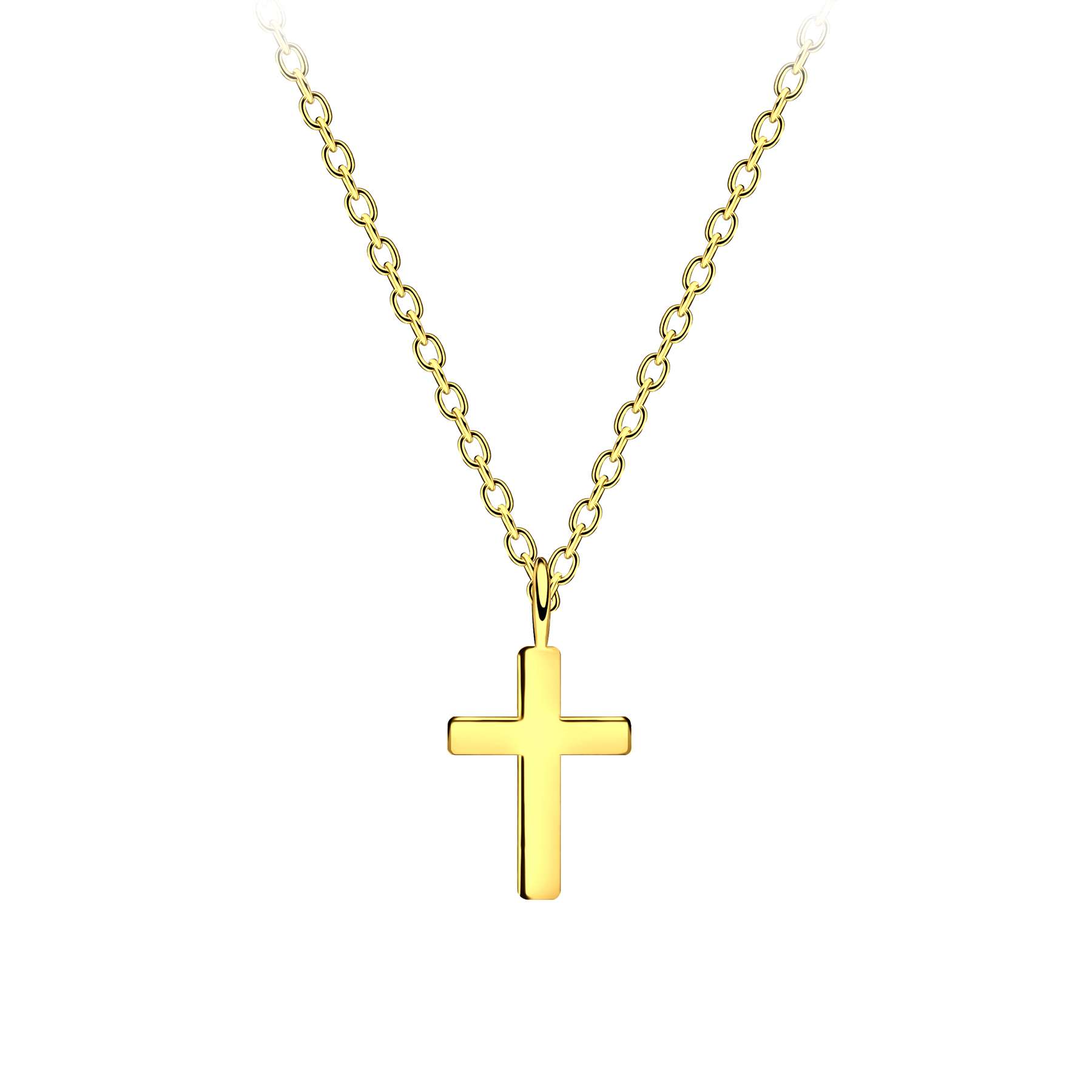 95289<br>necklace 5x8 petite cross18" chain .925 GP  E-coat - Image 1