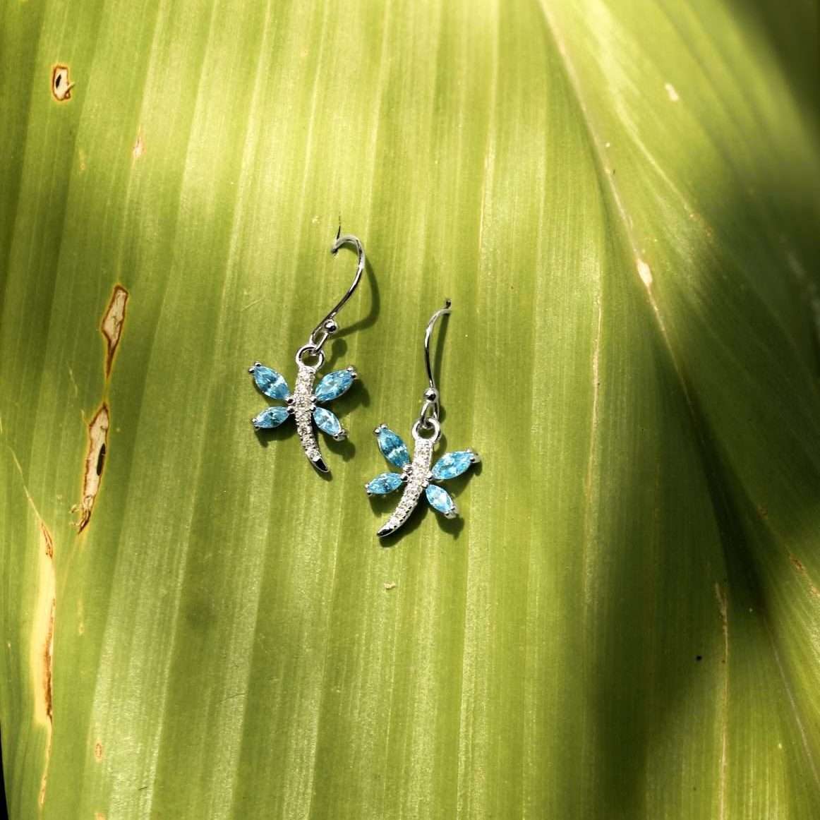 27312<br>earring dragonfly w/ blue CZ wings STERLING SILVER RP - Image 2