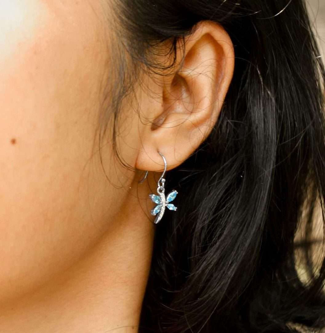 27312<br>earring dragonfly w/ blue CZ wings STERLING SILVER RP - Image 3