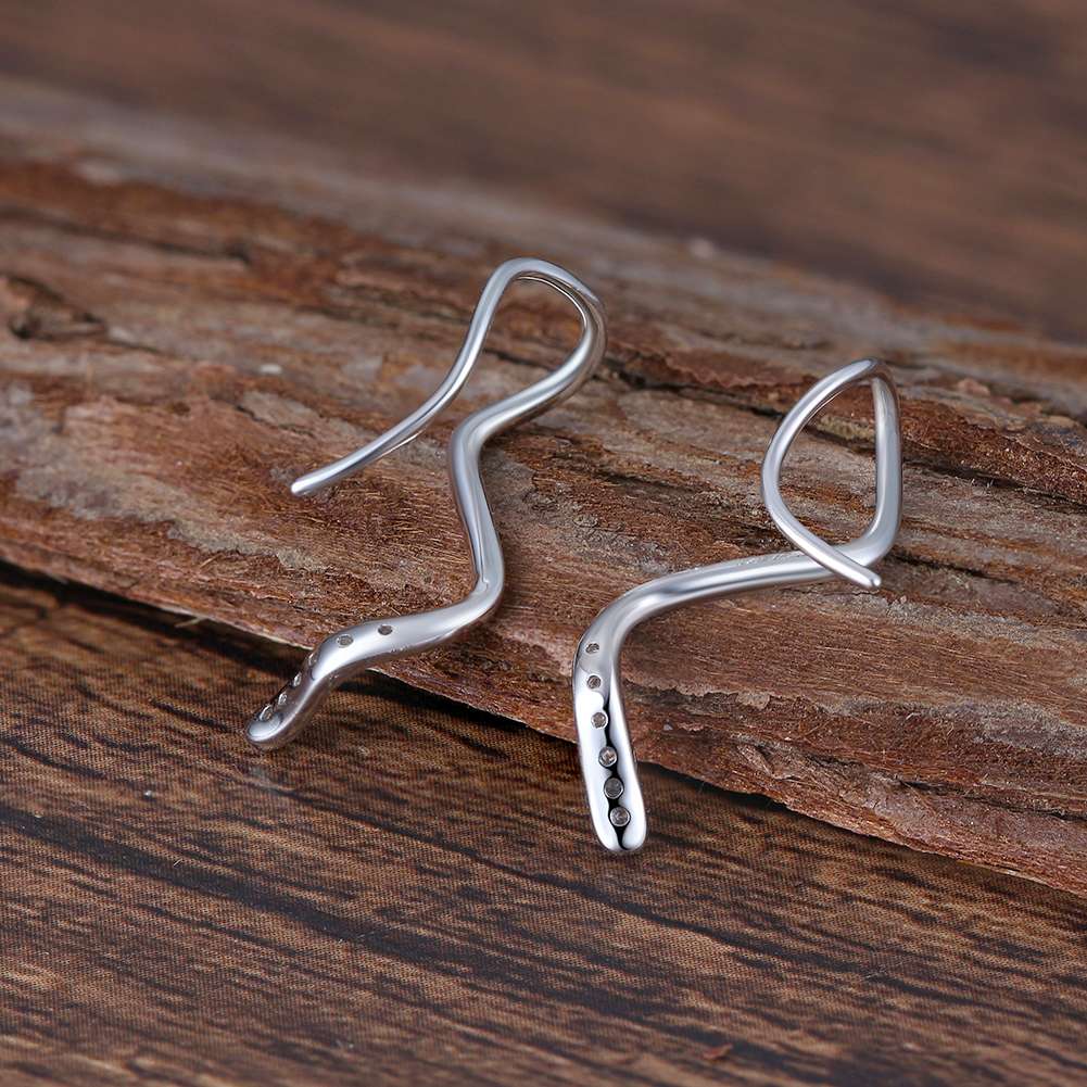 Close-Out-27308<br>earring twist on long wire w/ CZ's .925 RP - Image 3