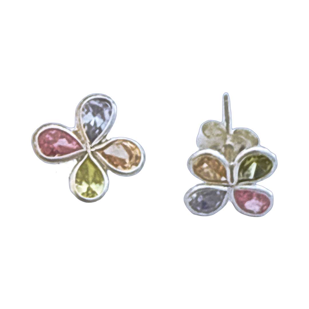27310<br>ear stud 4 petal CZ flower  .925 - Image 4