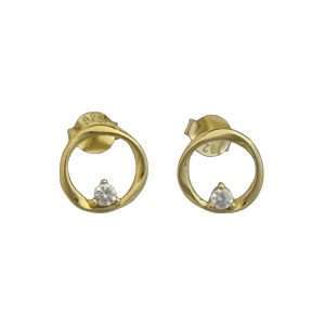 92283<br>ear stud abstract frame w/ 3mm CZ .925 GP