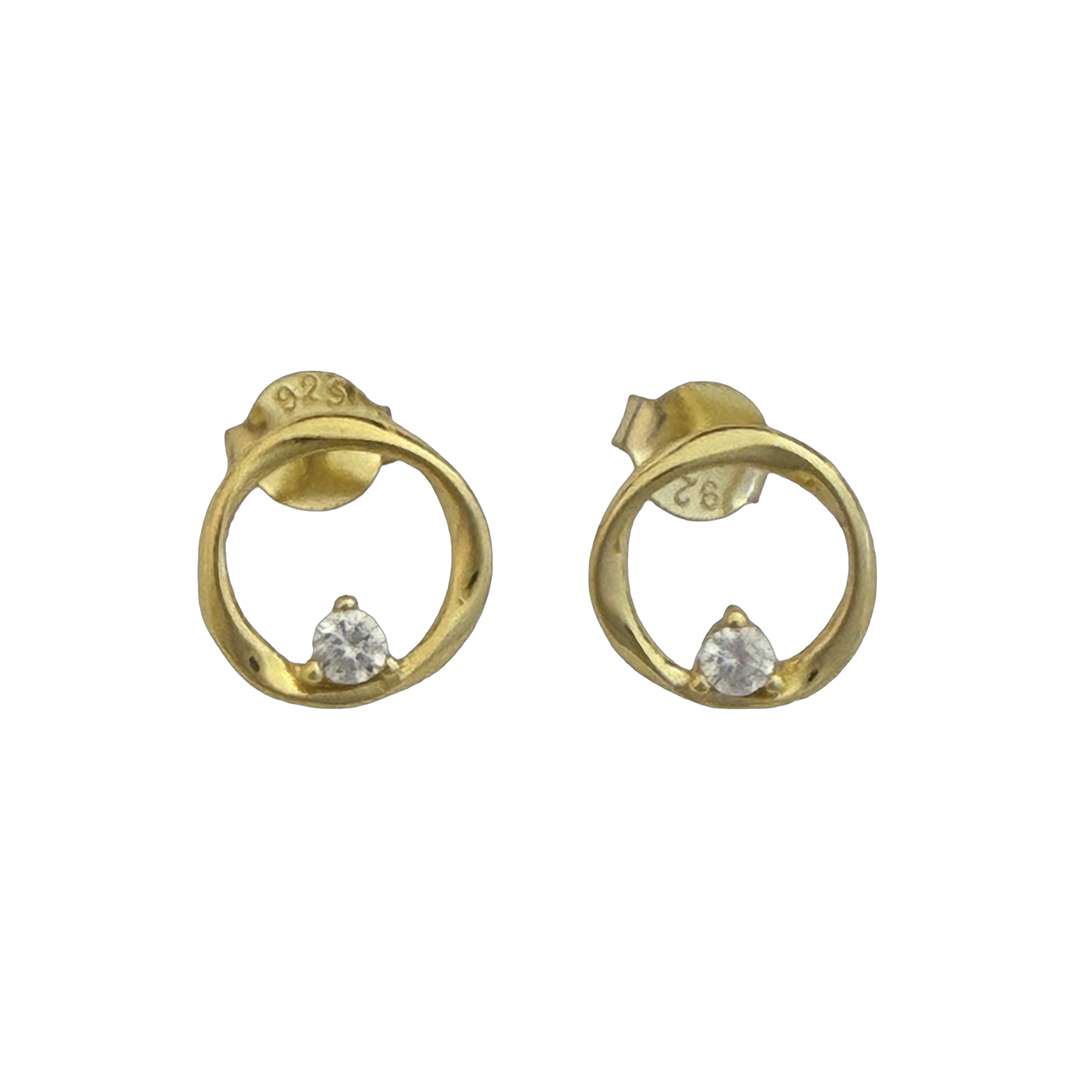 92283<br>ear stud abstract frame w/ 3mm CZ  .925 GP - Image 1