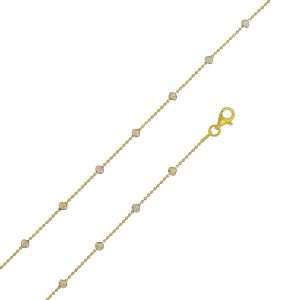 C3518-16<br>chain DC Bead with moon design + cz 925 Gold Plated - 16"