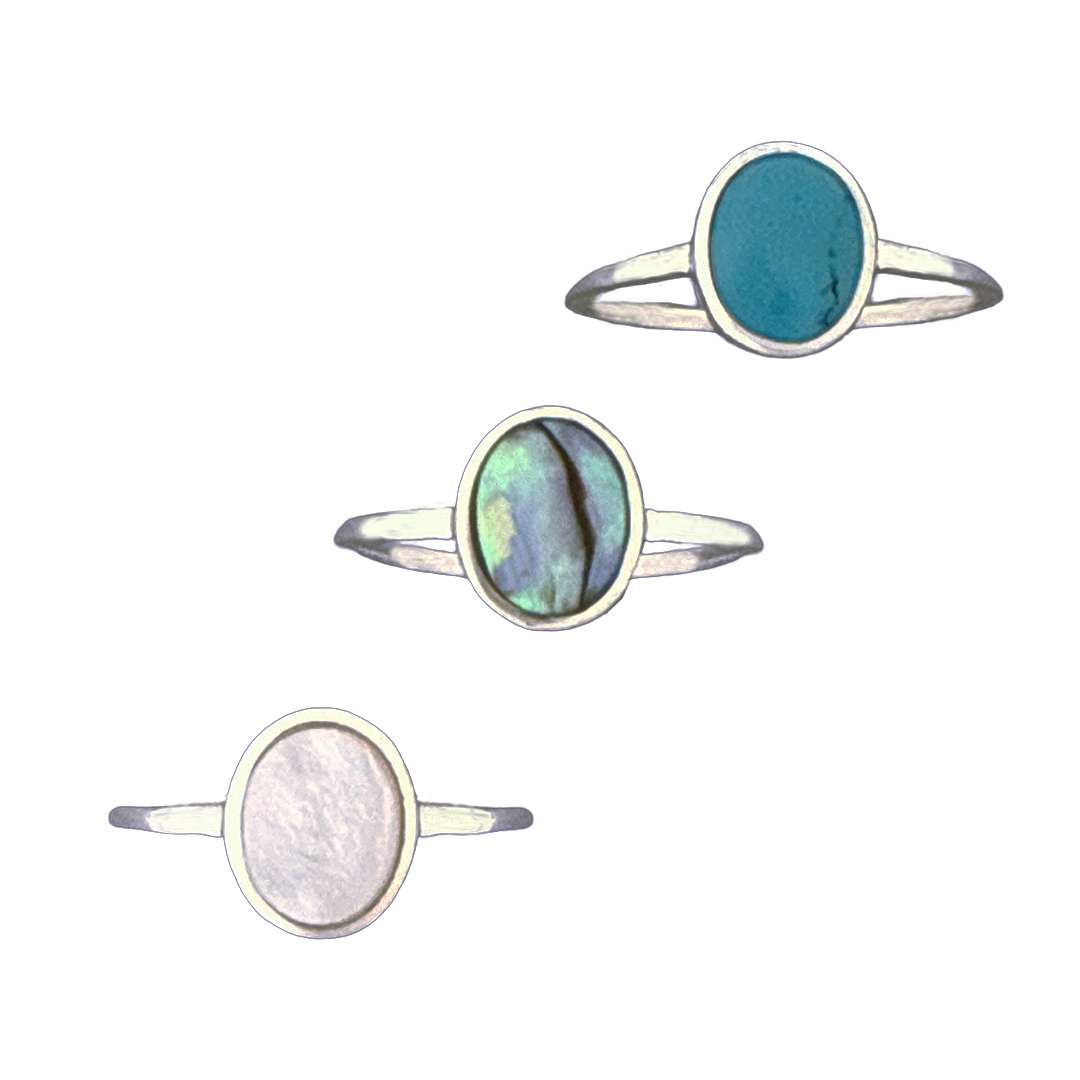10491<br>ring 8mm framed Reconstituted TQ .925 *5-9 - Image 2
