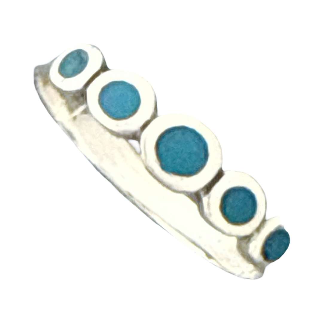 10512<br>ring  5 circles RECONSTITUTED TQ  .925 - Image 2