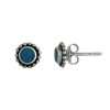 23529<br>ear stud 7mm beaded bezel Reconstituted TQ .925 - Sold in 2's - Thumbnail Image 2