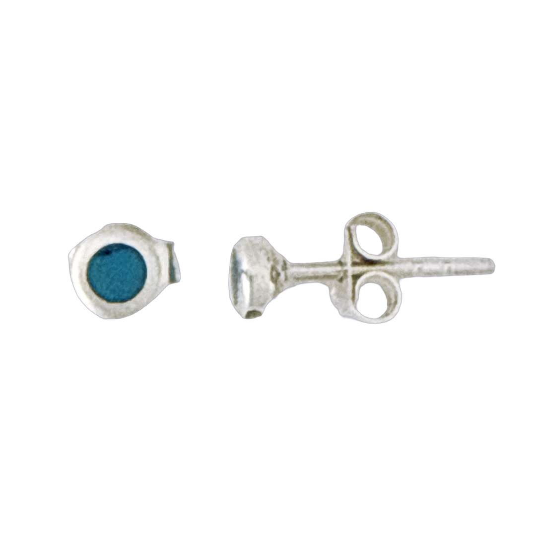 23533<br>ear stud 4mm bezel Reconstituted TQ .925 - Sold in 2's - Image 2