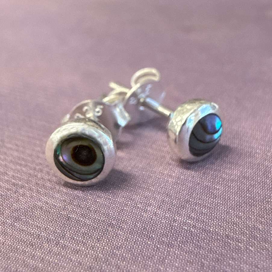 23539<br>ear stud 5mm bezel ABALONE .925 - Sold in 2's - Image 3