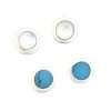23540<br>N I AM ear stud 5mm bezel MOTHER OF PEARL .925 - Sol in 2's - Thumbnail Image 2