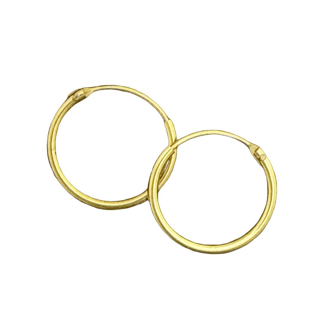 92178<br>earring 16mm endless hoop STERLING SILVER GOLD PLATED - Image 1