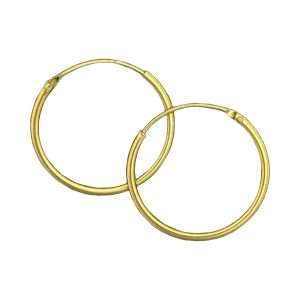92179<br>earring 18mm endless hoop STERLING SILVER GOLD PLATED
