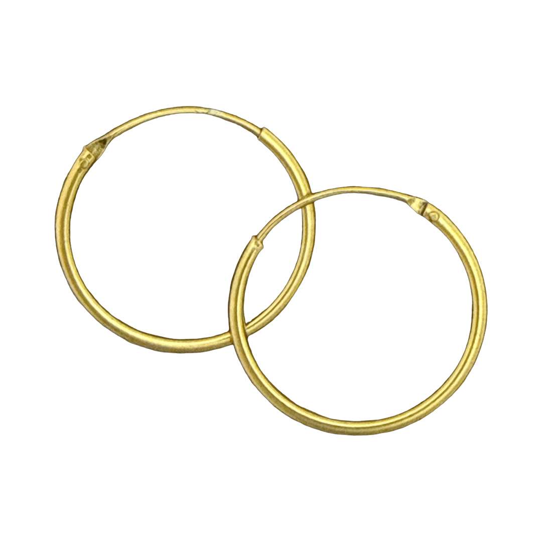 92179<br>earring 18mm endless hoop STERLING SILVER GOLD PLATED - Image 1