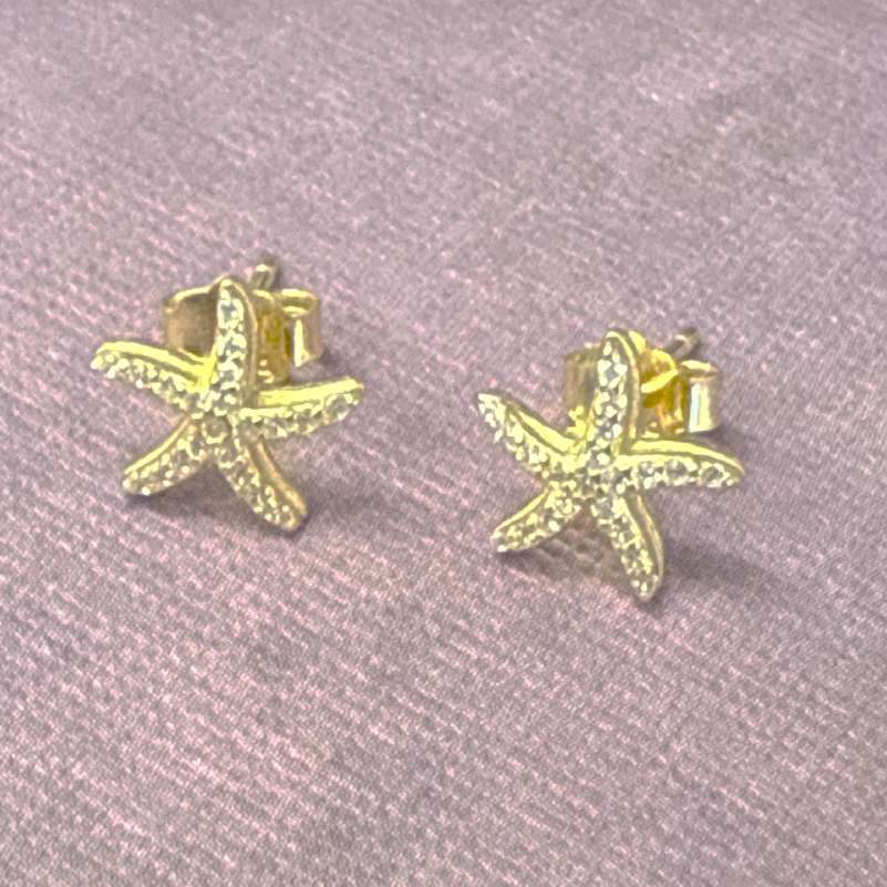92248<br>ear stud CZ starfish .925 GP - Image 2
