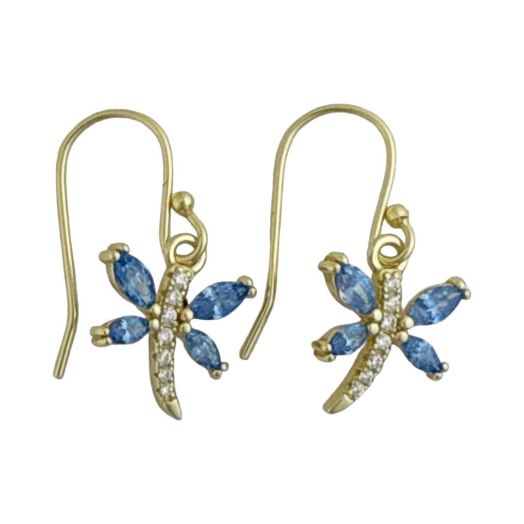 Close-Out-92286<br>earring dragonfly w/ blue CZ wings .925 RP - Image 2