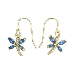 Close-Out-92286<br>earring dragonfly w/ blue CZ wings .925 RP