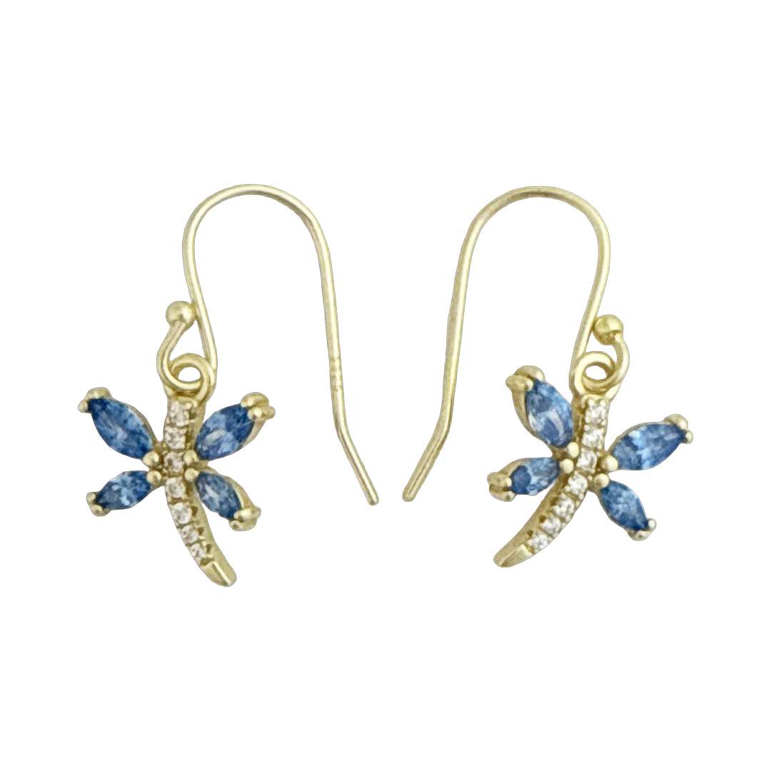 Close-Out-92286<br>earring dragonfly w/ blue CZ wings .925 RP - Image 1