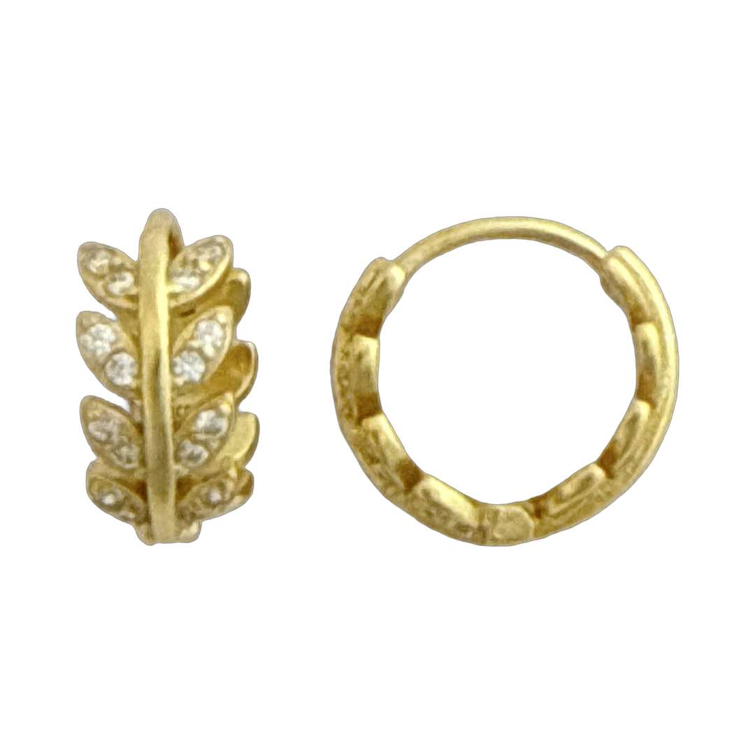 Close-Out-92290<br>huggie leaves w/ clear CZ's Sterling Silver  GP - Image 4