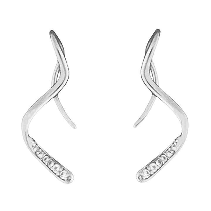 Close-Out-27308<br>earring twist on long wire w/ CZ's .925 RP - Image 1