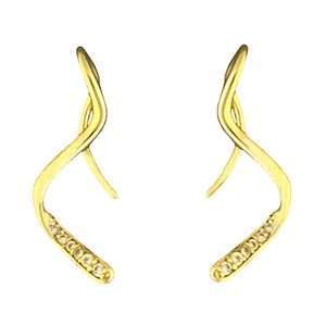 Close-Out-92291<br>earring twist on long wire w/ CZ's .925 GB