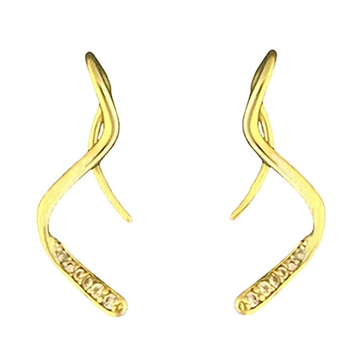 Close-Out-92291<br>earring twist on long wire w/ CZ's .925 GB - Image 1