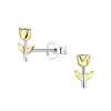 22859<br>ear stud Tulip 5x8mm two tone 925 +14k + e-coating - Thumbnail Image 1