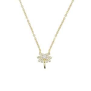 Close-Out-95024 <br> necklace palm tree pave 16" + 2" ext. Sterling Silver GOLD PLATED