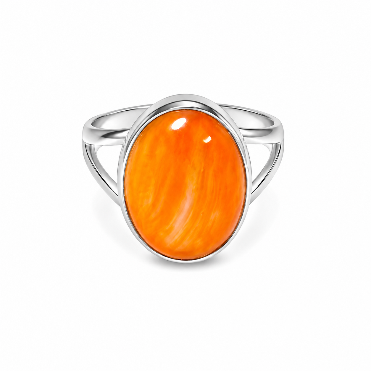 17401<br>ring oval split ring shank SPINY OYSTER 17X13MM  *6-9 925 - Image 1