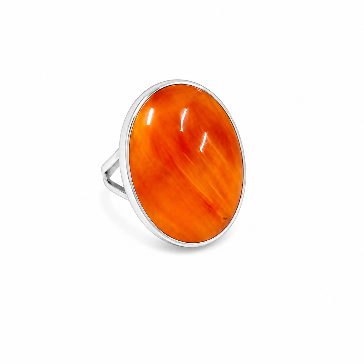 17402<br>ring oval split ring shank SPINY OYSTER 18x25mm *7-9 925 - Image 1