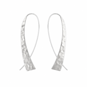 Fashion 22355-SP<br>ACOMO FASHION earring long wire on hammered triangle - SILVER PLATED over brass
