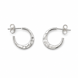 Fashion 22431-SP<br>ACOMO FASHION 15mm Hoop Earring Hammered - SILVER PLATED over brass w/ Sterling Silver Post