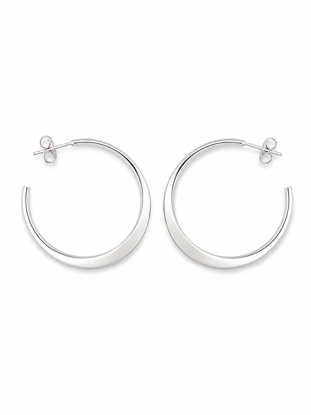 Fashion 22436-SP<br>ACOMO FASHION 35mm Silver Hoop - SILVER PLATED over brass w/ Sterling Silver Post - Image 1