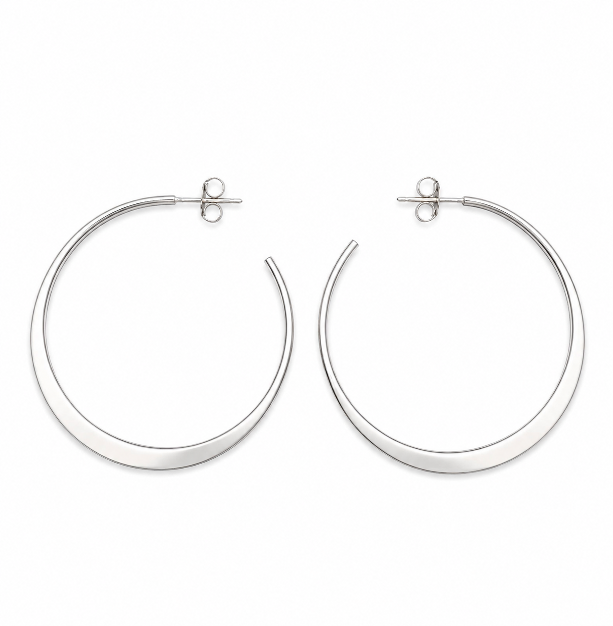 Fashion 22437-SP<br>ACOMO FASHION 35mm Silver Hoop - SILVER PLATED over brass w/ Sterling Silver Post - Image 1