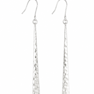 Fashion 22453-SP<br>ACOMO FASHION earring hammered paddle on/ wire 6x52mm - SILVER PLATED over brass