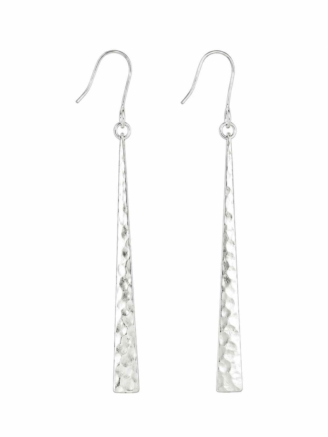 Fashion 22453-SP<br>ACOMO FASHION earring hammered paddle on/ wire  6x52mm - SILVER PLATED over brass - Image 1