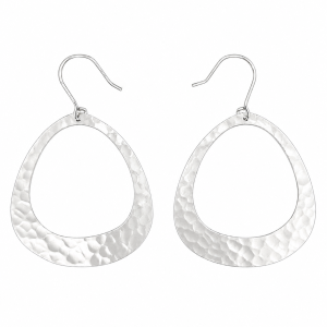 Fashion 22592-SP<br>ACOMO FASHION earring hammered cutout triangle 41x42mm - SILVER PLATED over brass