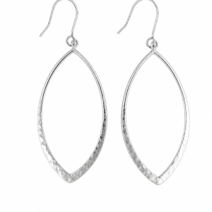 Fashion 23872-SP<br>ACOMO FASHION earring marquise drop hammered - SILVER PLATED over brass