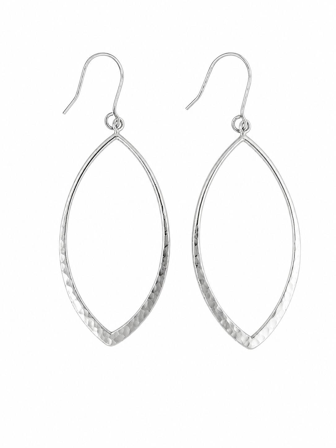 Fashion 23872-SP<br>ACOMO FASHION earring marquise drop hammered - SILVER PLATED over brass - Image 1