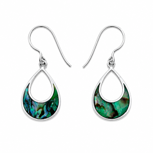 Fashion 23899-SP<br>ACOMO FASHION earring open teardrop Abalone - SILVER PLATED over brass