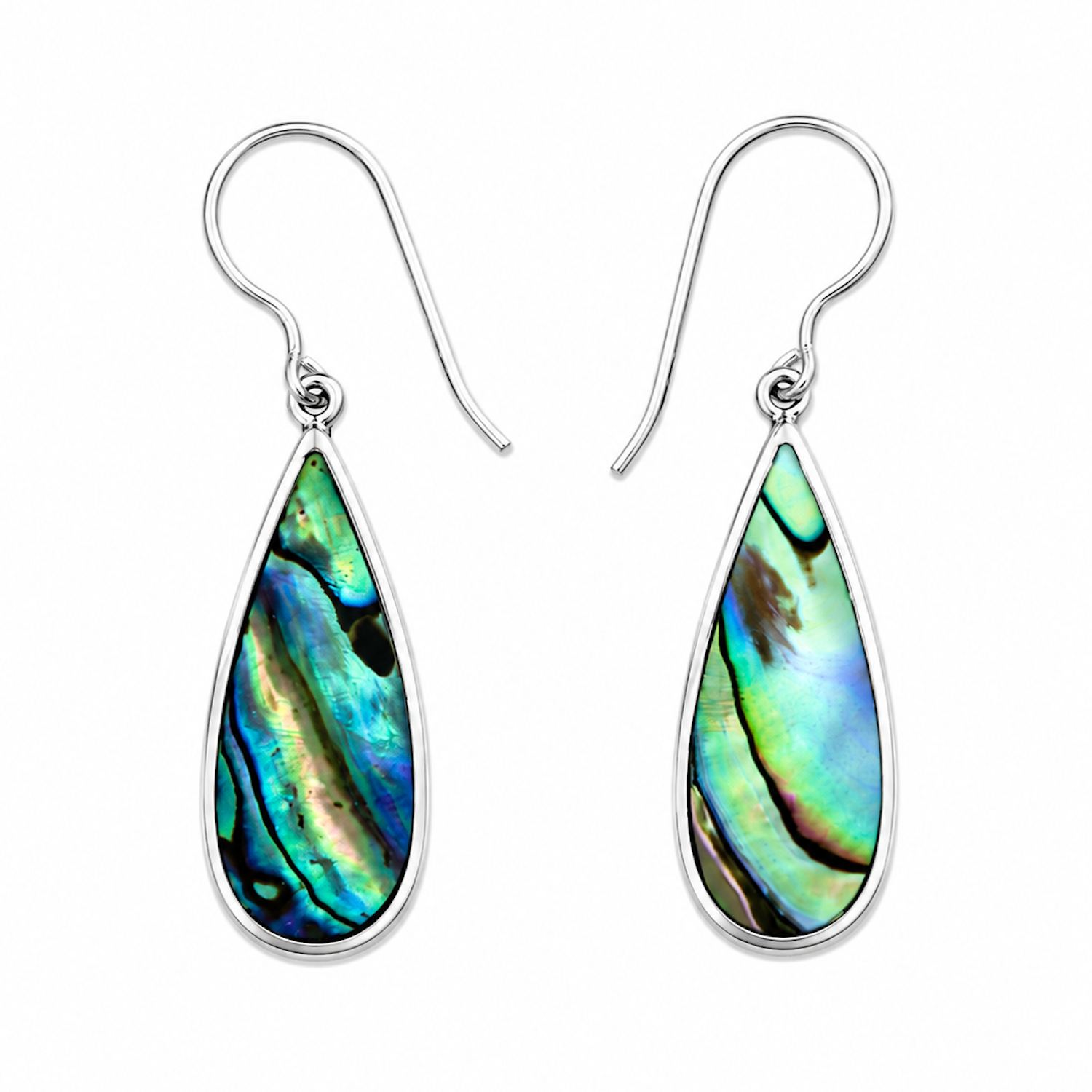 Fashion 23973-SP<br>ACOMO FASHION earring Abalone long teardrop - SILVER PLATED over brass - Image 1