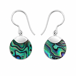 Fashion 23978-SP<br>ACOMO FASHION earring ABALONE rd w/plain silver finding - SILVER PLATED over brass