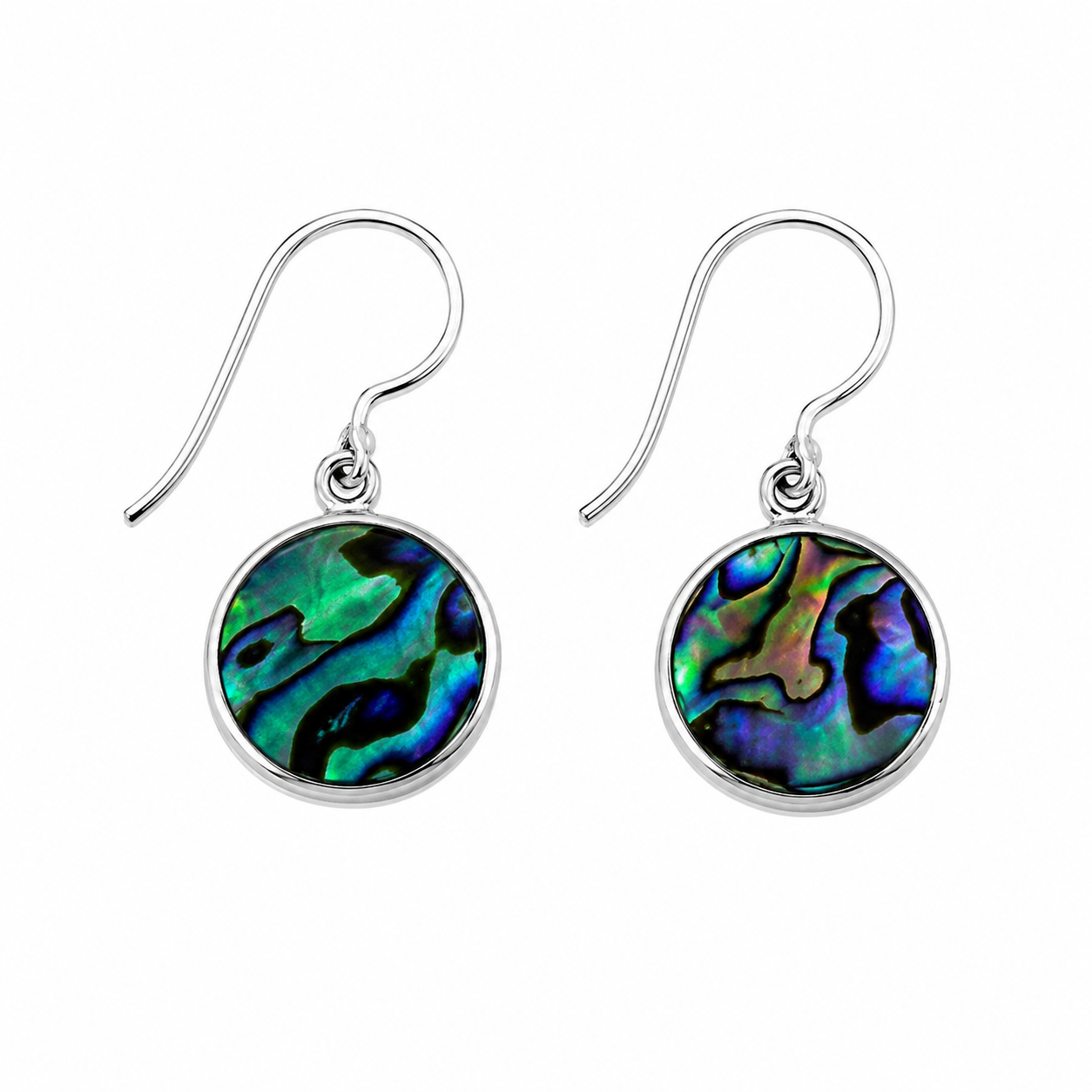 Fashion 23987-SP<br>ACOMO FASHION earring ABALONE round - SILVER PLATED over brass - Image 1